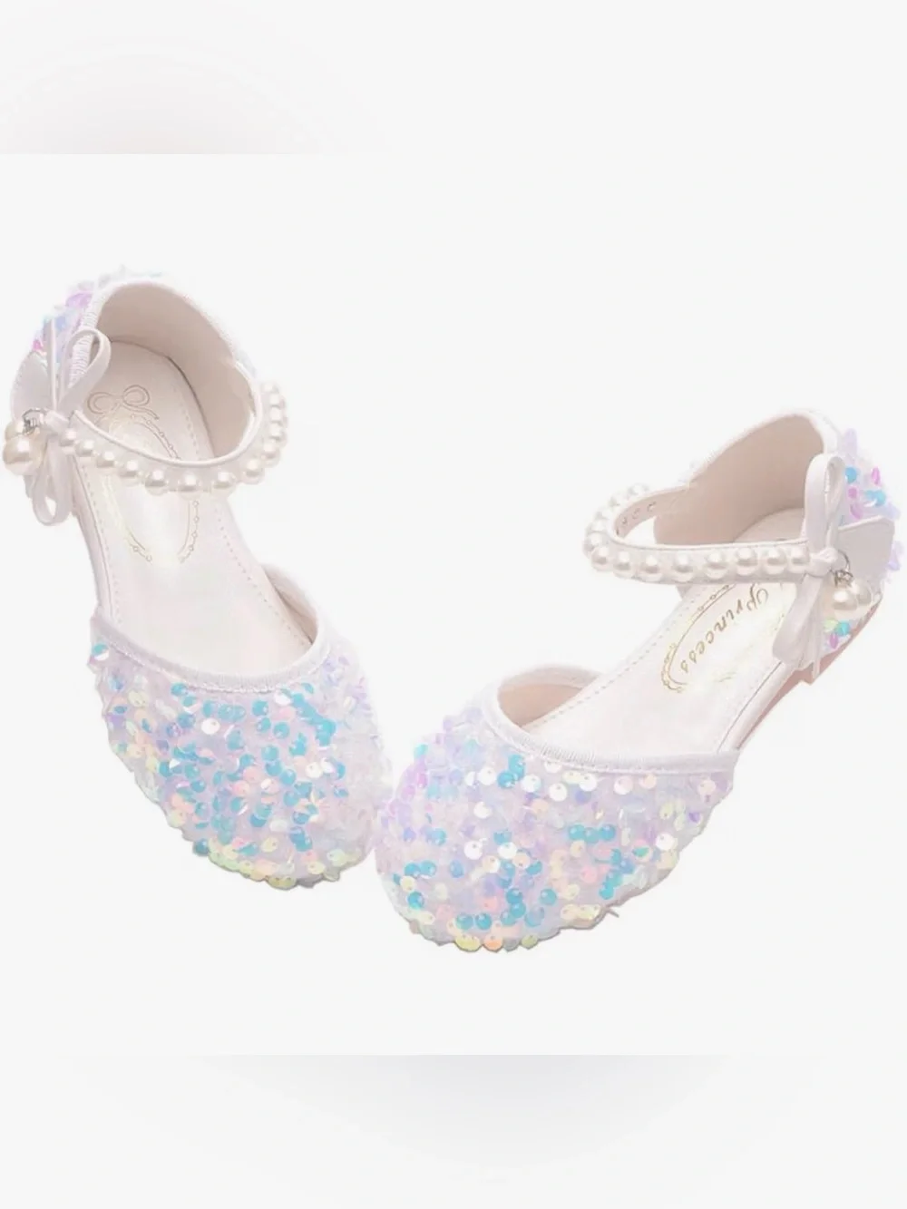 Girls Party Shoes! Sequin Pearl Dress Formal Shoes - Size 1 - Special Occasion